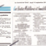 12 Septembre 2013 : Avis de Constitution, Journal de L'Orne